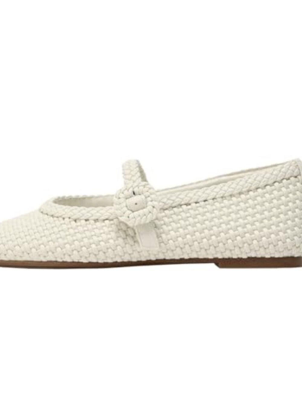 Women's Fishnet Ballet Flats Woven Mary Jane Wide Width Buckle Flat Heel